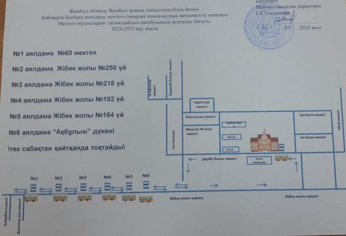 Мектеп автобусының қозғалыс бағыты